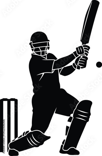 A cricket player swings his bat to hit the ball