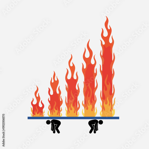 Rising Fire Chart Symbolizing Pressure and Overheating Business