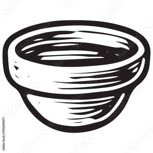 Vintage Rustic Bowl Doodle Engraving Retro Kitchen Dish Hand Drawn Food Line Art Illustration