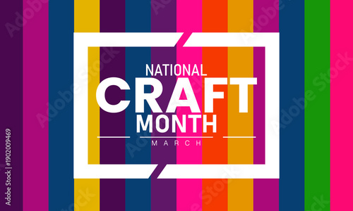 National Craft Month Vector Crafts Scissors Glue Paper Sewing Knitting DIY Creative March Banner Design Handmade Stock Graphic Template Illustration