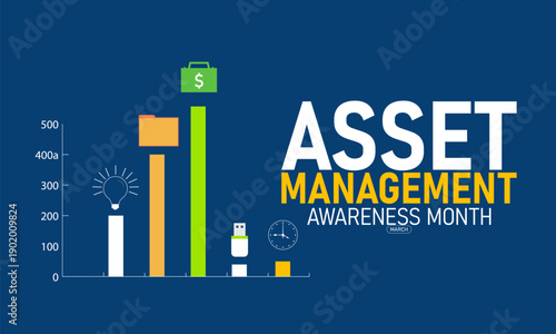 Asset Management Awareness Month Vector Inventory Tracking Software Tools Equipment Finance Organization March Banner Design Business Stock Graphic Template