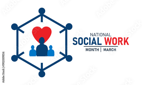 National Social Work Month Vector Heart Hands Helping Community Advocacy Counseling Support Services March Banner Design Awareness Stock Graphic Template Illustration