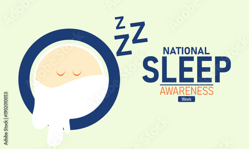 National Sleep Awareness Week Vector Bed Moon Zzz Insomnia Rest Sleep Hygiene Tips Health March Banner Design Awareness Stock Graphic Template Illustration