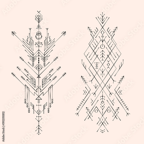Celestial & Earth Element Line Art