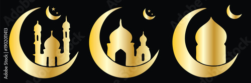 Islamic window and gate arch silhouettes vector pack. Traditional arabic ornamental architectural shapes for Eid and Ramadan projects. Vintage arabic arch window collection for decorative islamic art 