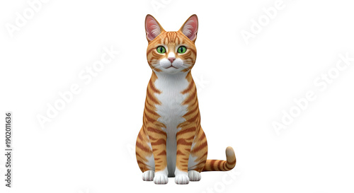 Orange tabby cat with green eyes sitting
