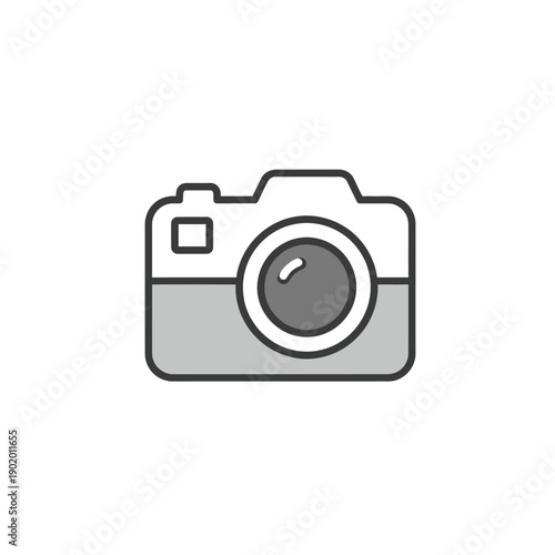 Minimalist line art camera icon symbolizing photography, visual media, and the art of capturing moments. Perfect for content creation and documenting memories