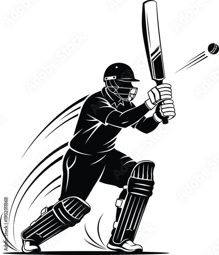 A cricket player is hitting a ball with a bat