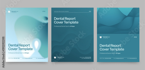 Brochure Cover Template & Front Page Design, for Blue Dental Dentist Medical Report Cover Layouts