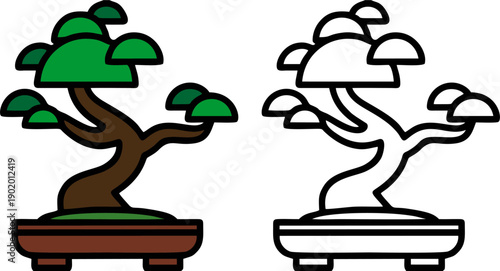 Potted Bonsai Tree Nature Design