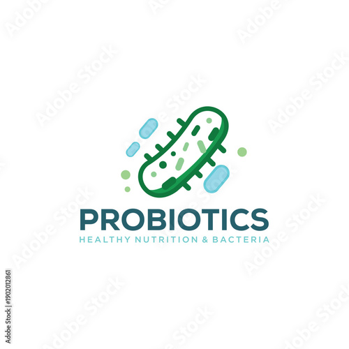 Logo design template vector probiotic bacteria. Healthy nutrition ingredient for therapeutic