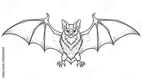 bat with wings  in vector with white background