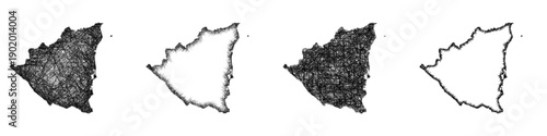 Sketch Nicaragua map design set