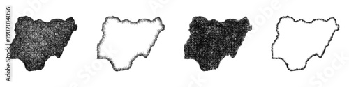 Sketch Nigeria map design set