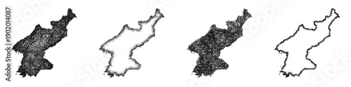 Sketch North Korea map design set