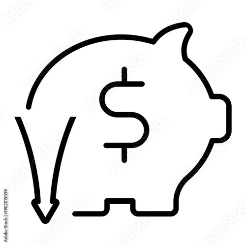 Financial losses vector icon. Revenue decline Illustration sign. Market decline symbol. Economic decline logo.