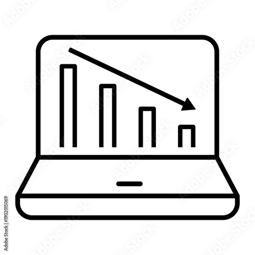 Financial losses vector icon. Revenue decline Illustration sign. Market decline symbol. Economic decline logo.