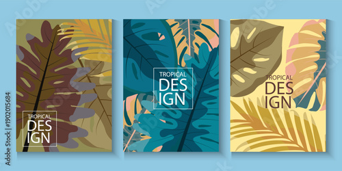 Botanical Summer abstract contemporary. Modern colorful exotic conceptual tropical floral pattern background. Abstract geometric design templates for posters, covers, wallpapers with place for text.