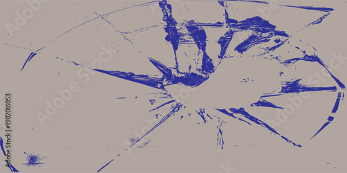 Abstract depiction of shattered glass with a central impact point, illustrating fragility and destruction