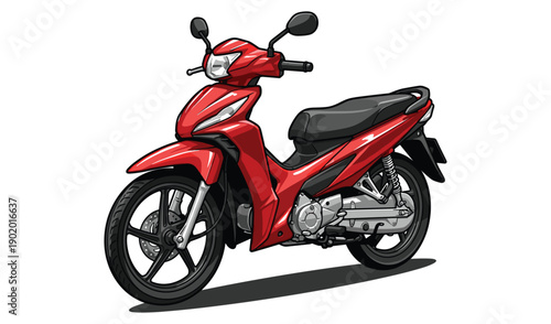 Red Motorbike Illustration on White Background Transportation Travel Concept