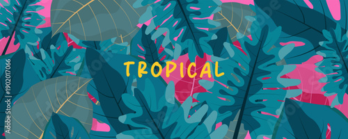 Botanical Summer abstract contemporary. Modern colorful exotic conceptual tropical floral pattern background. Abstract geometric design templates for posters, covers, wallpapers with place for text.