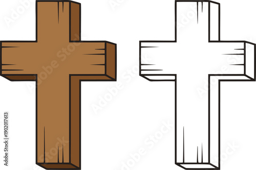 Classic Wooden Christian Cross Vector