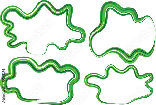 green colorful hand drawn textured frames blots set