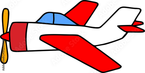 Red White Cartoon Airplane Illustration