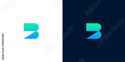 Modern B Letter Logo Design - Abstract Geometric Shape with Gradient Colors