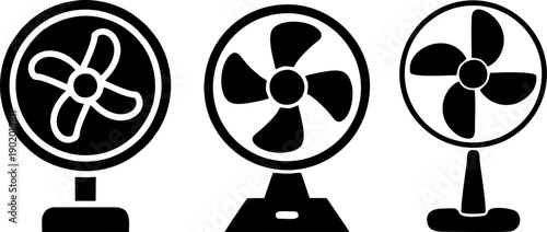Electric Table Fan Icon Set