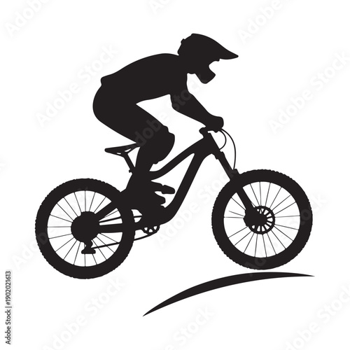 mountain bike jump vector silhouette clip art logo design illustration. abstract mountain bike icon collection
