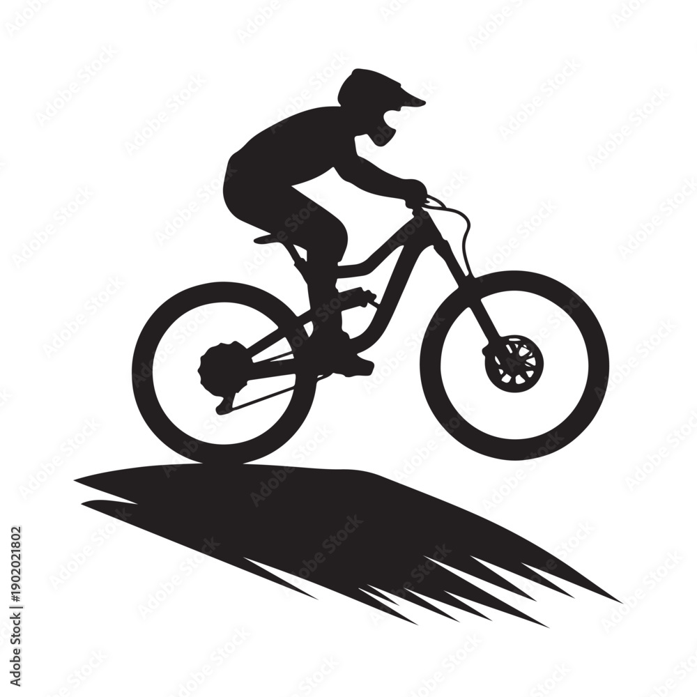 Obraz premium mountain bike jump vector silhouette clip art logo design illustration. abstract mountain bike icon collection