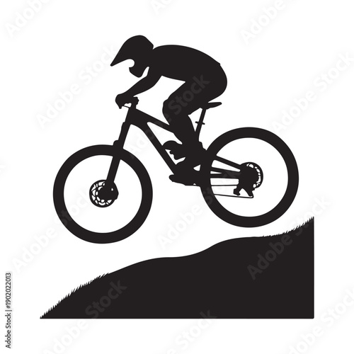 mountain bike jump vector silhouette clip art logo design illustration. abstract mountain bike icon collection
