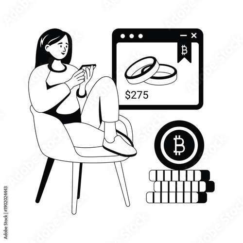 Take a look at this amazing glyph illustration of bitcoin ecommerce payment