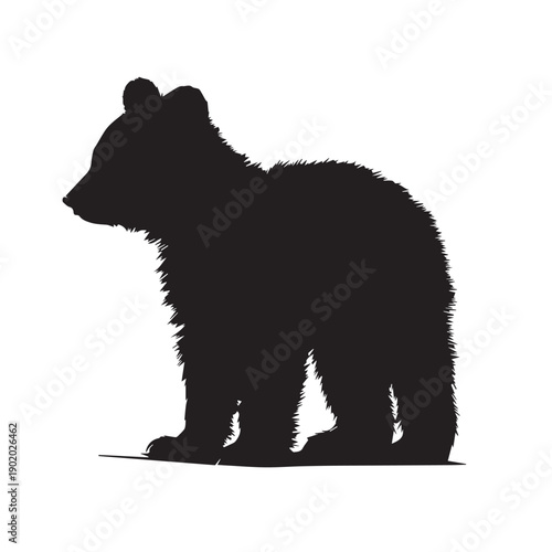 silhouette of bear on white.