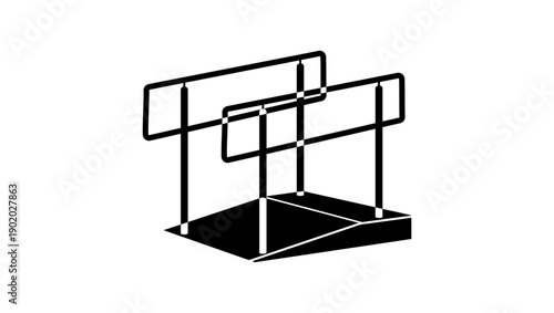 Handrails Ramp, black isolated silhouette