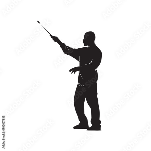 Artist with brush silhouette vector style.