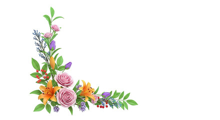 Corner Floral Arrangement with Roses, Lilies, and Berries