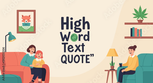 Cozy scene of family and friends relaxing indoors with decorative elements