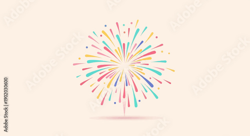 Colorful abstract explosion of shapes and dots against a light background