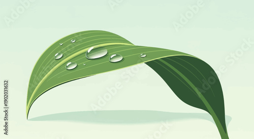 Close up of a green leaf with water droplets
