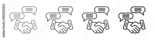 conflict resolution icon set with multiple line weights vector illustration