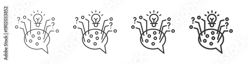 critical thinking icon set with multiple line weights vector illustration