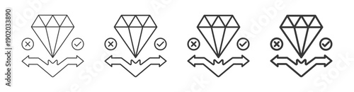 decision making icon set with multiple line weights vector illustration