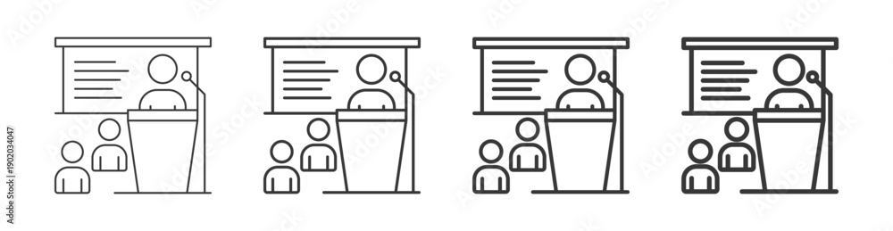 © rayya57 - presentation skill icon set with multiple line weights vector illustration