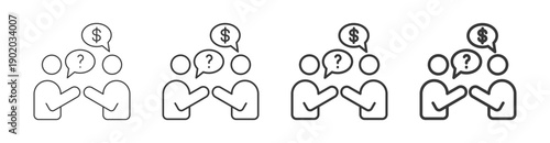 negotiation icon set with multiple line weights vector illustration
