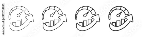 productivity icon set with multiple line weights vector illustration