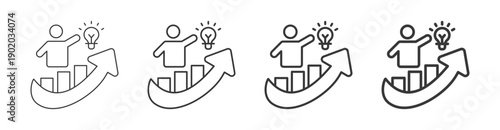 professional growth icon set with multiple line weights vector illustration