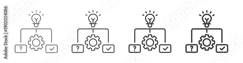 problem solving icon set with multiple line weights vector illustration