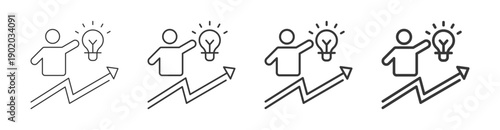 self improvement icon set with multiple line weights vector illustration